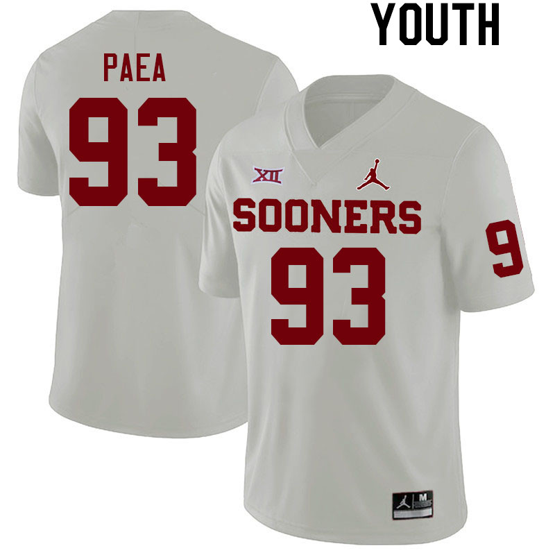 Youth #93 Phil Paea Oklahoma Sooners College Football Jerseys Stitched Sale-White - Click Image to Close